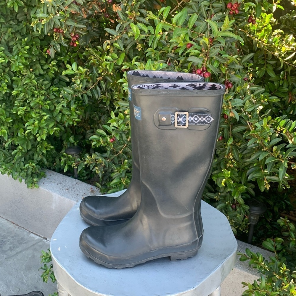 Pendleton Womens Classic Tall Black Wellie Rain Boots - Picture 2 of 8